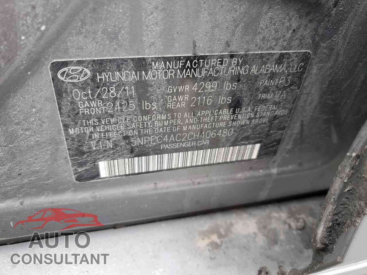 HYUNDAI SONATA 2012 - 5NPEC4AC2CH406480