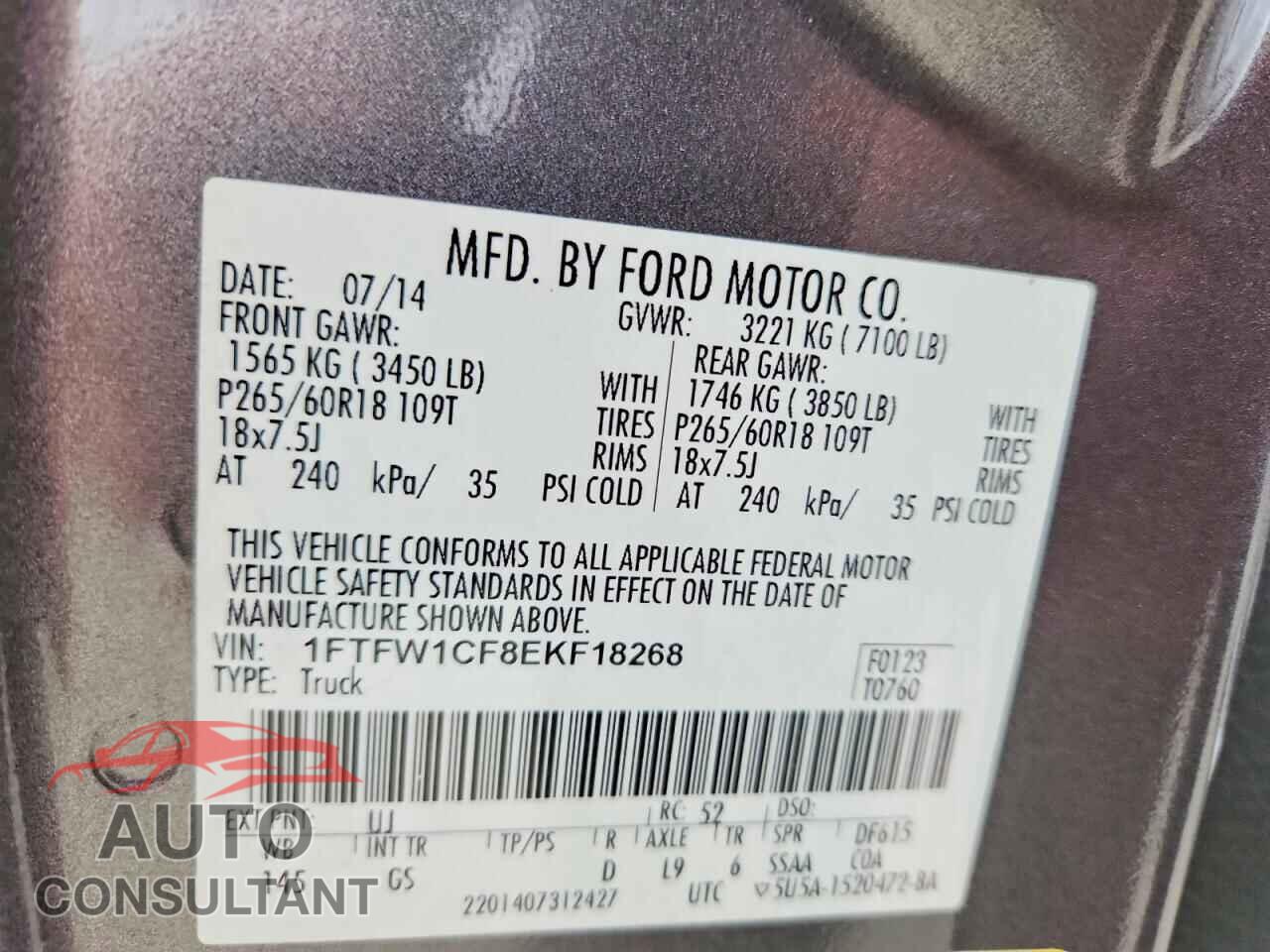 FORD All Models 2014 - 1FTFW1CF8EKF18268