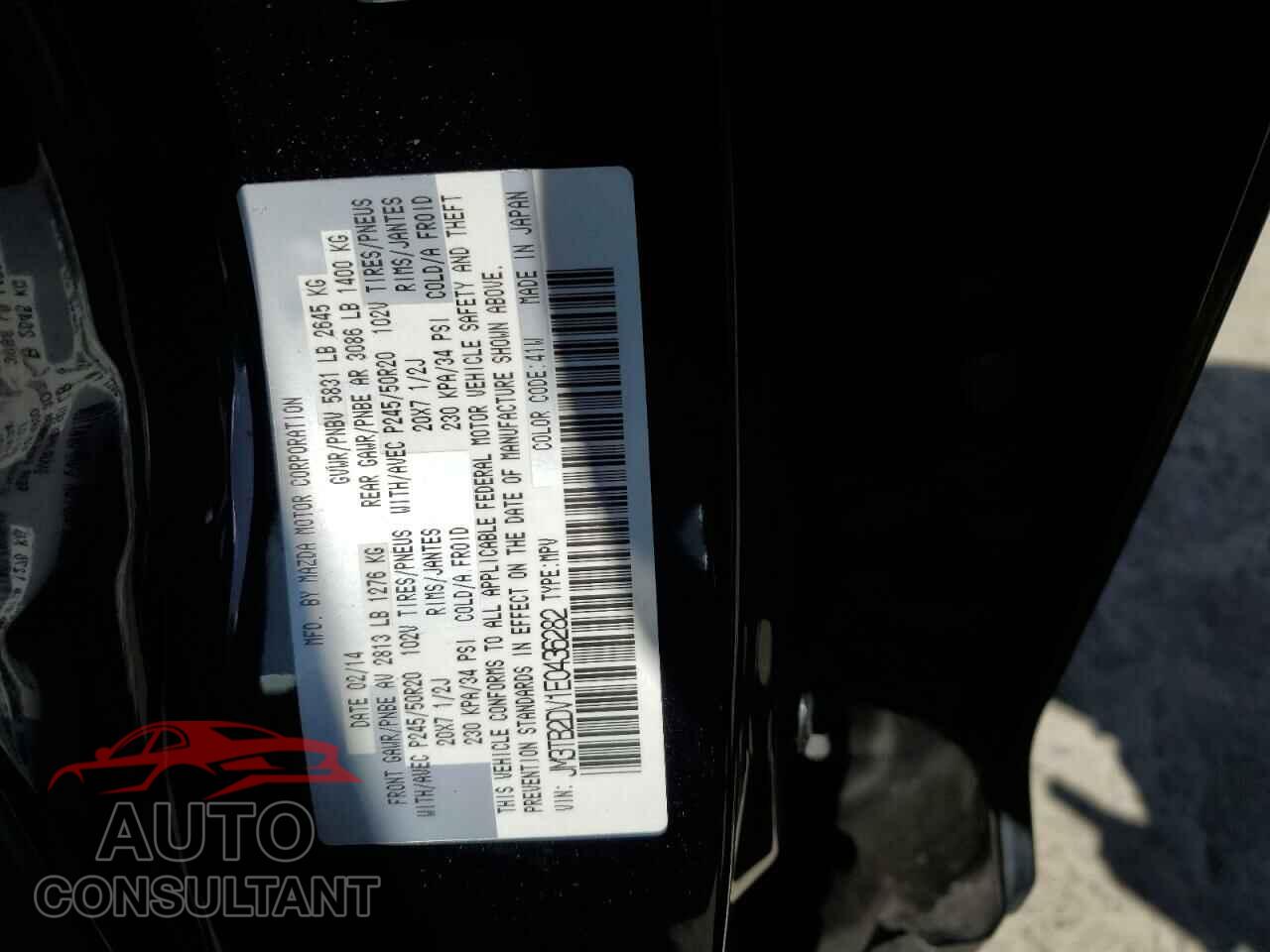 MAZDA CX-9 2014 - JM3TB2DV1E0436282