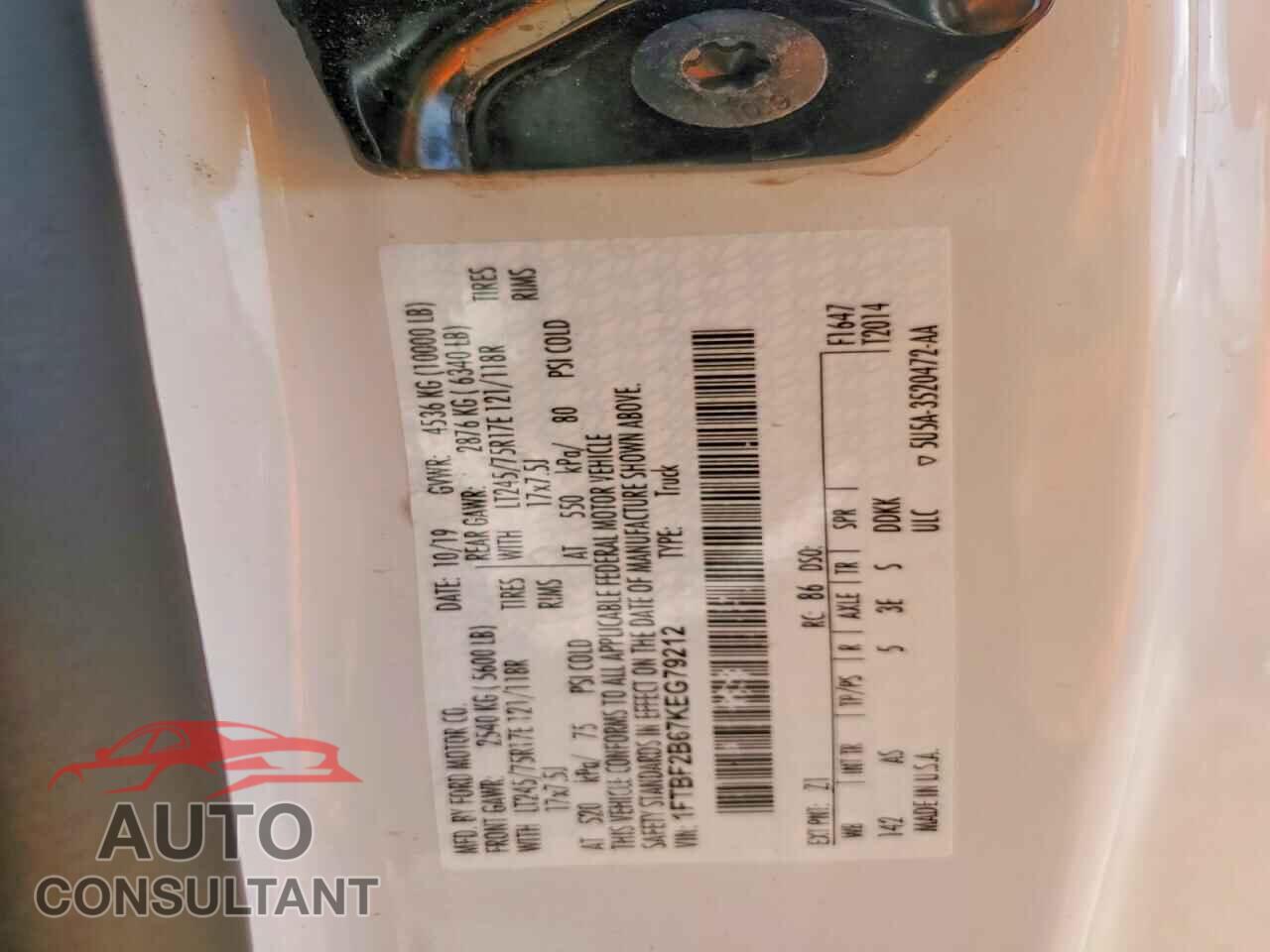 FORD All Models 2019 - 1FTBF2B67KEG79212