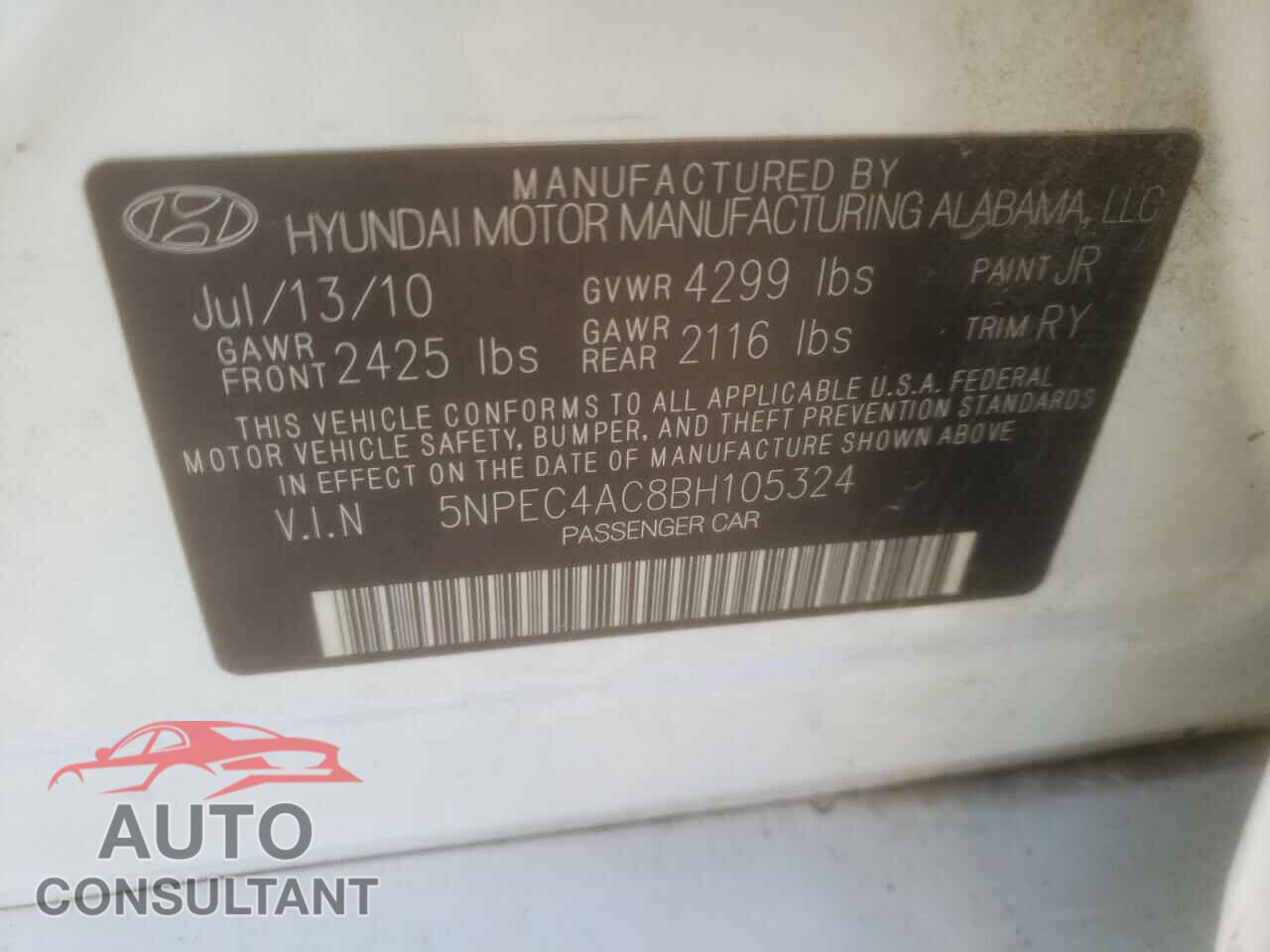 HYUNDAI SONATA 2011 - 5NPEC4AC8BH105324