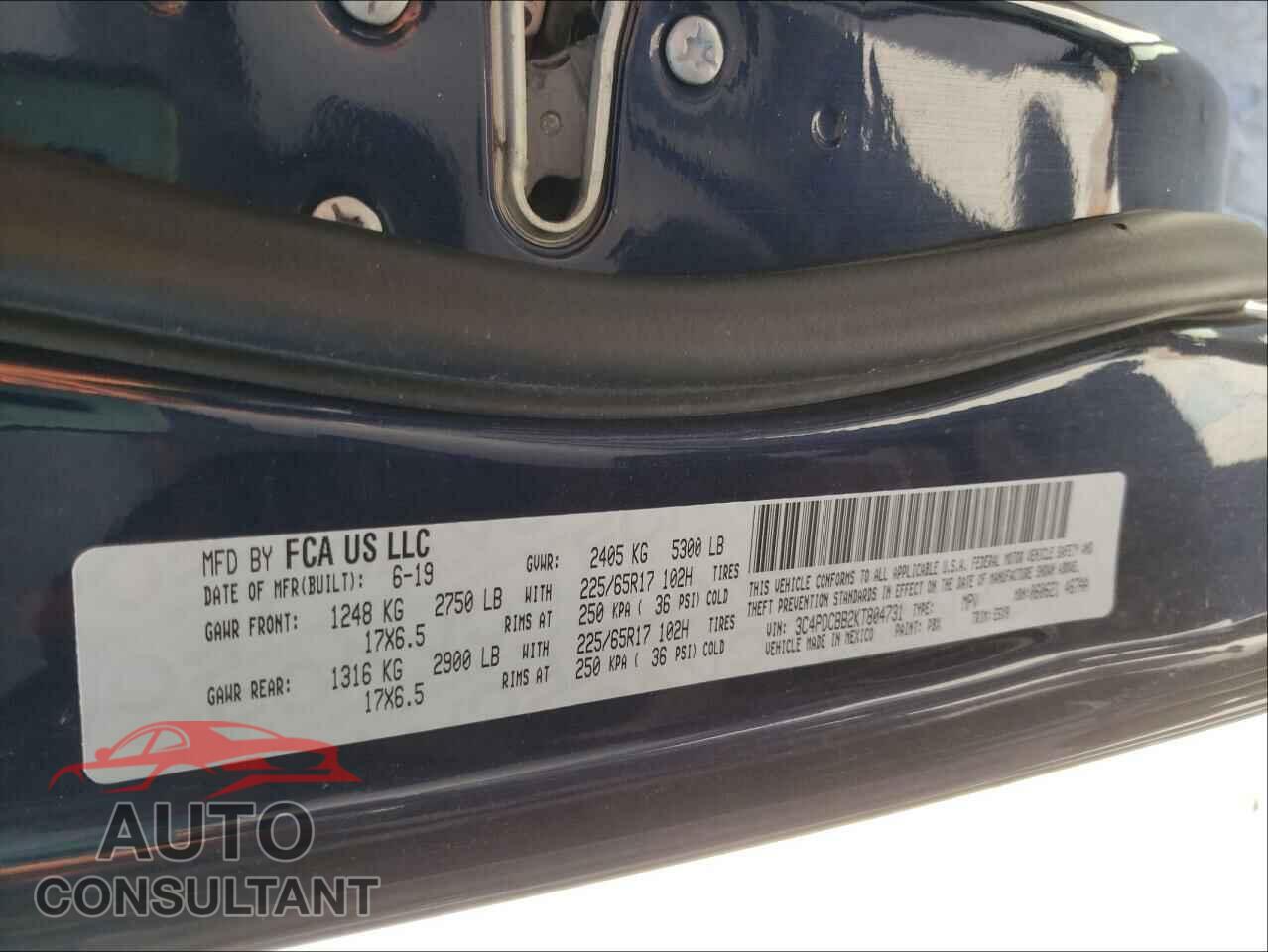 DODGE JOURNEY 2019 - 3C4PDCBB2KT804731