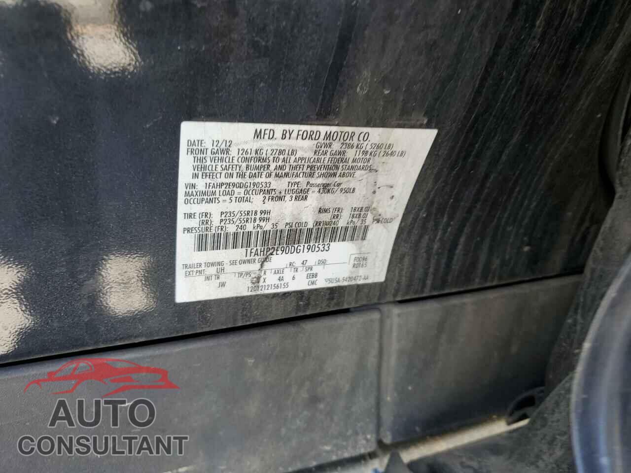 FORD TAURUS 2013 - 1FAHP2E90DG190533