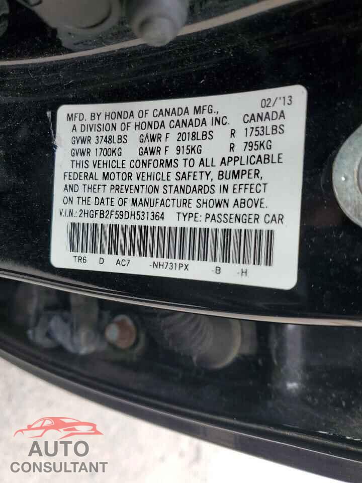 HONDA CIVIC 2013 - 2HGFB2F59DH531364