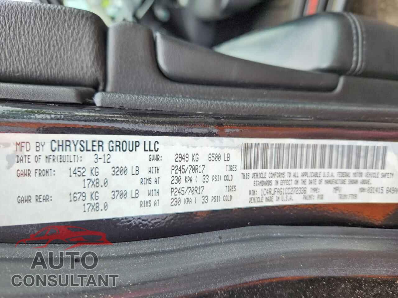 JEEP GRAND CHER 2012 - 1C4RJFAG1CC272336