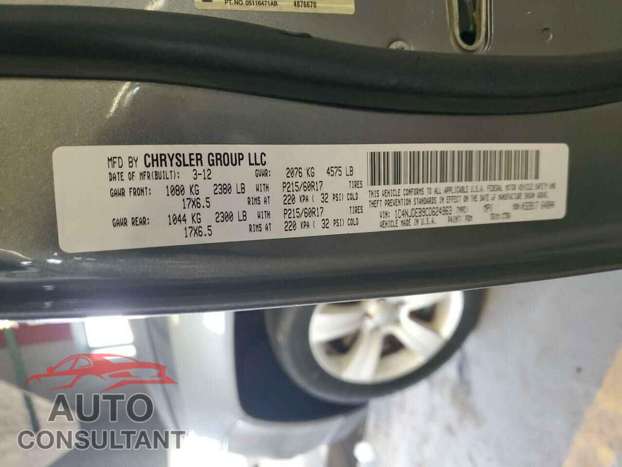 JEEP COMPASS 2012 - 1C4NJDEB9CD624963