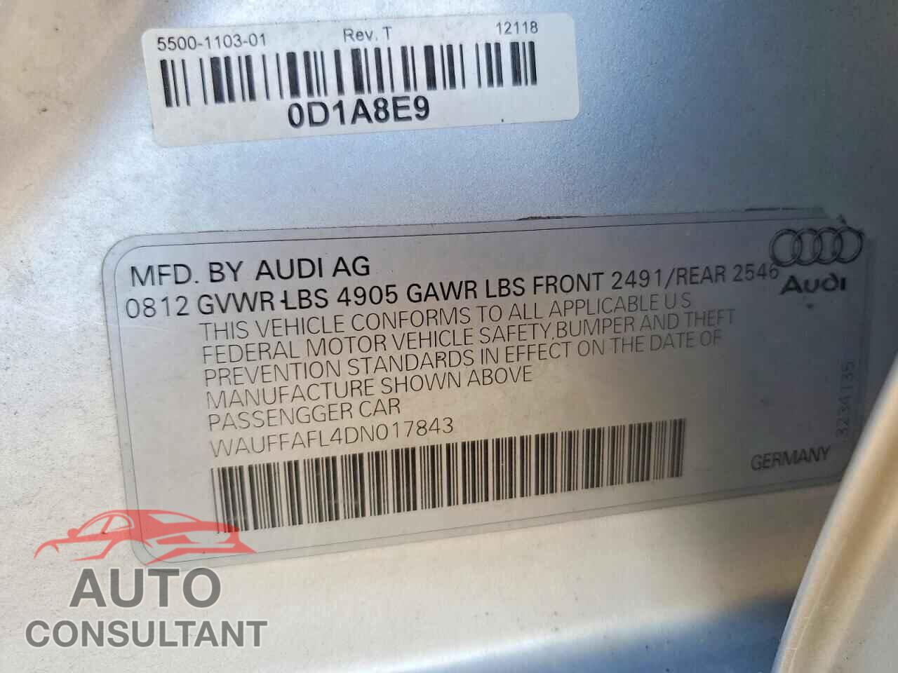 AUDI A4 2013 - WAUFFAFL4DN017843