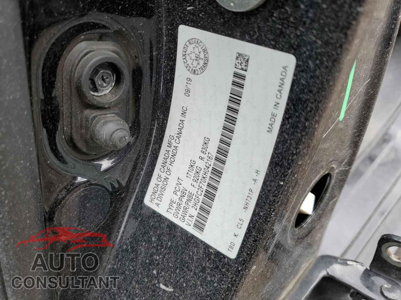 HONDA CIVIC 2019 - 2HGFC2F70KH042167