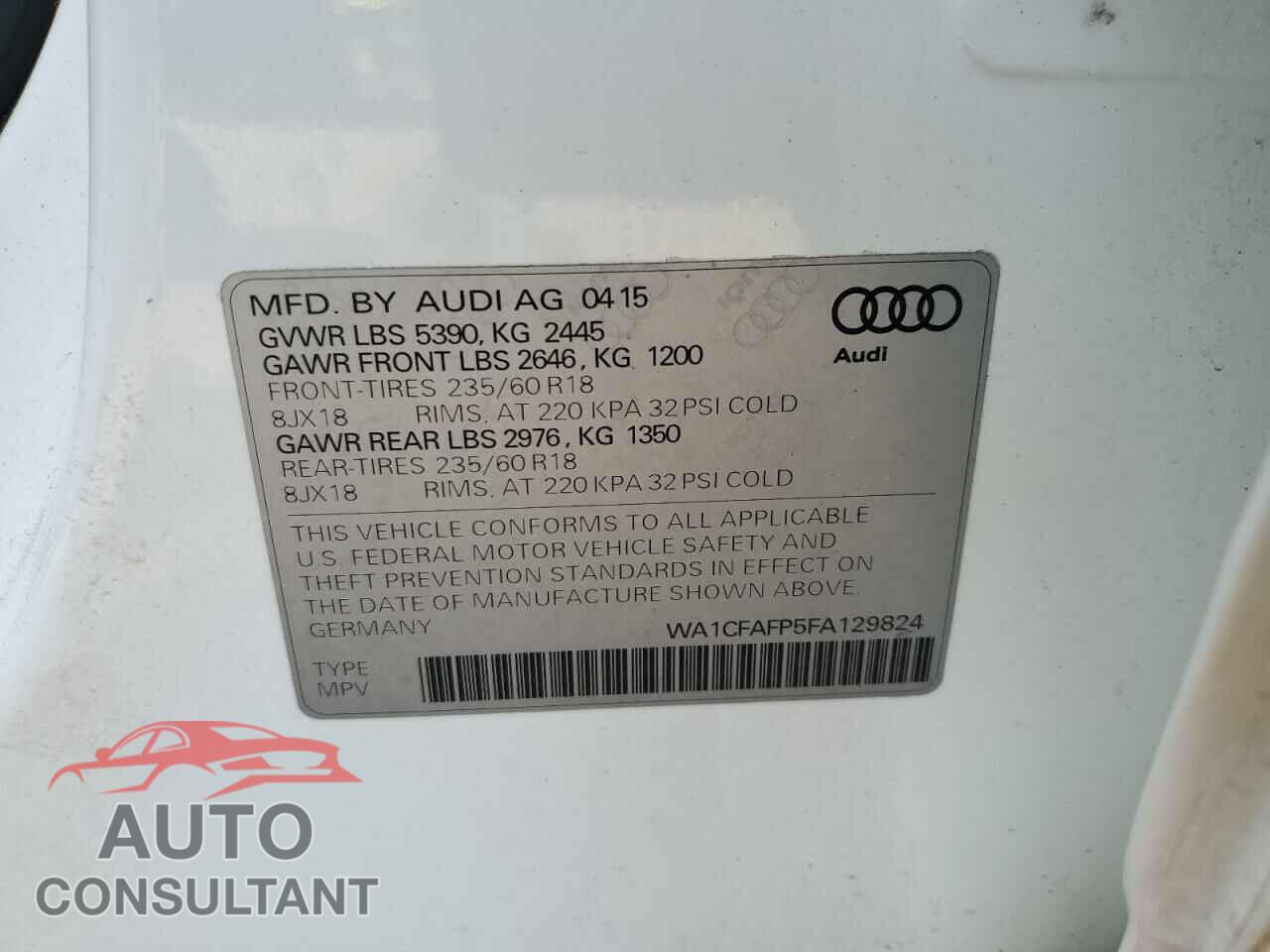 AUDI Q5 2015 - WA1CFAFP5FA129824