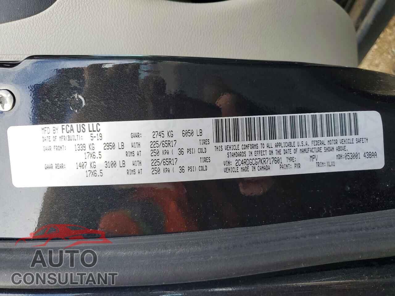 DODGE CARAVAN 2019 - 2C4RDGCG7KR717601