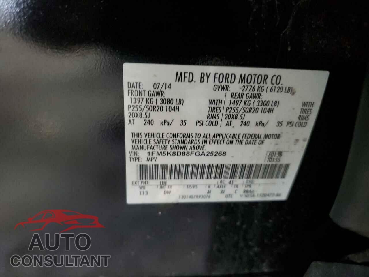 FORD EXPLORER 2015 - 1FM5K8D88FGA25268