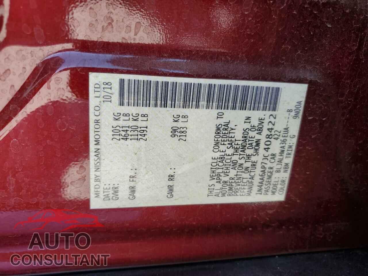 NISSAN MAXIMA 2018 - 1N4AA6AP7JC408422
