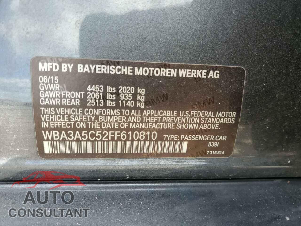 BMW 3 SERIES 2015 - WBA3A5C52FF610810