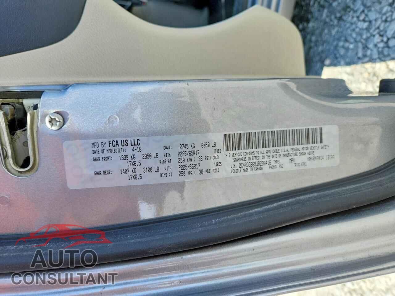 DODGE CARAVAN 2018 - 2C4RDGBG9JR296416