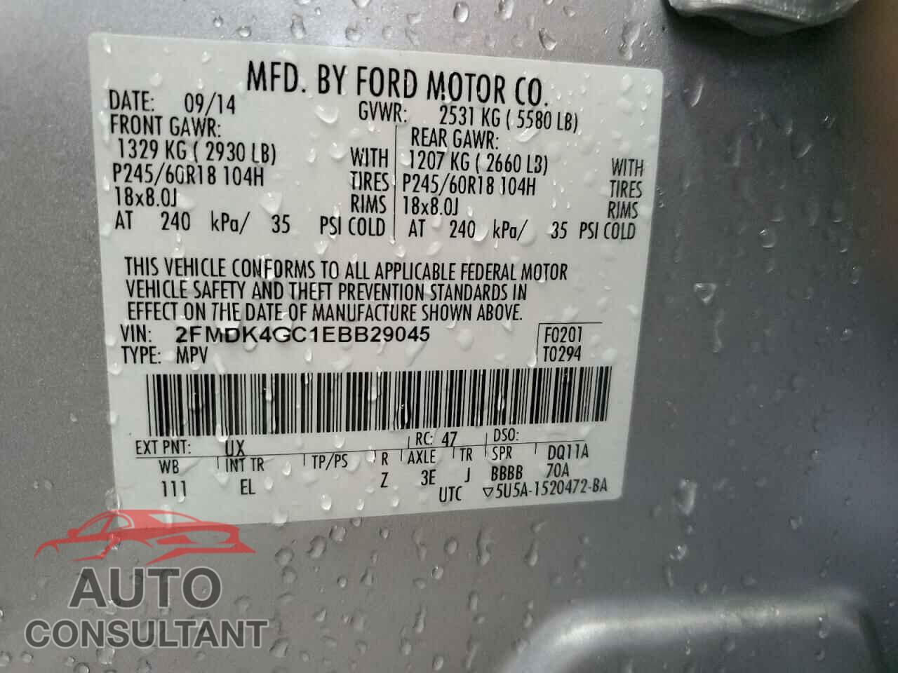 FORD EDGE 2014 - 2FMDK4GC1EBB29045