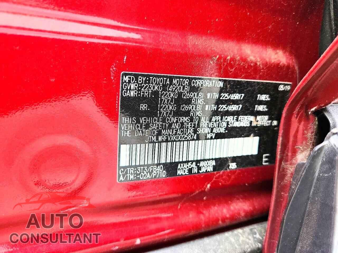 TOYOTA RAV4 2019 - JTMLWRFVXKD025874