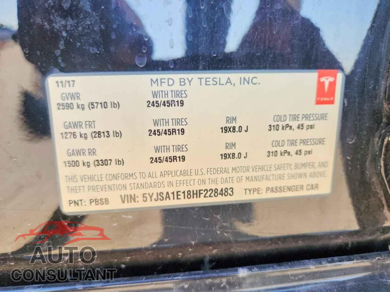 TESLA MODEL S 2017 - 5YJSA1E18HF228483