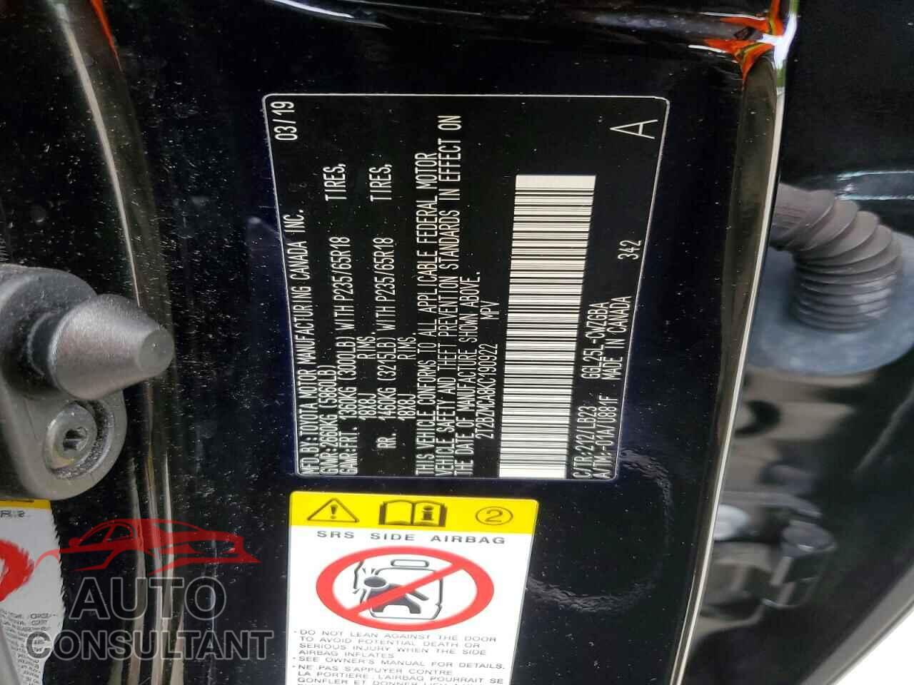 LEXUS RX350 2019 - 2T2BZMCA8KC190922