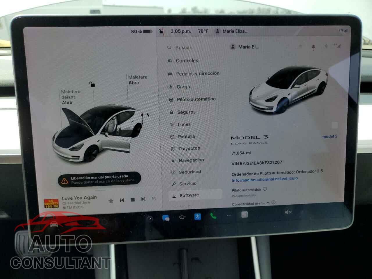 TESLA MODEL 3 2019 - 5YJ3E1EA8KF327207