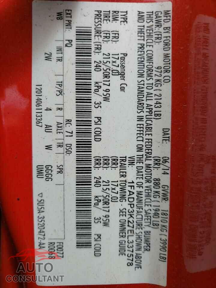 FORD FOCUS 2014 - 1FADP3K27EL337578
