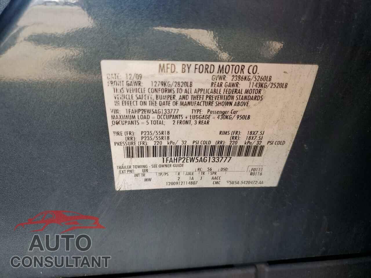 FORD TAURUS 2010 - 1FAHP2EW5AG133777