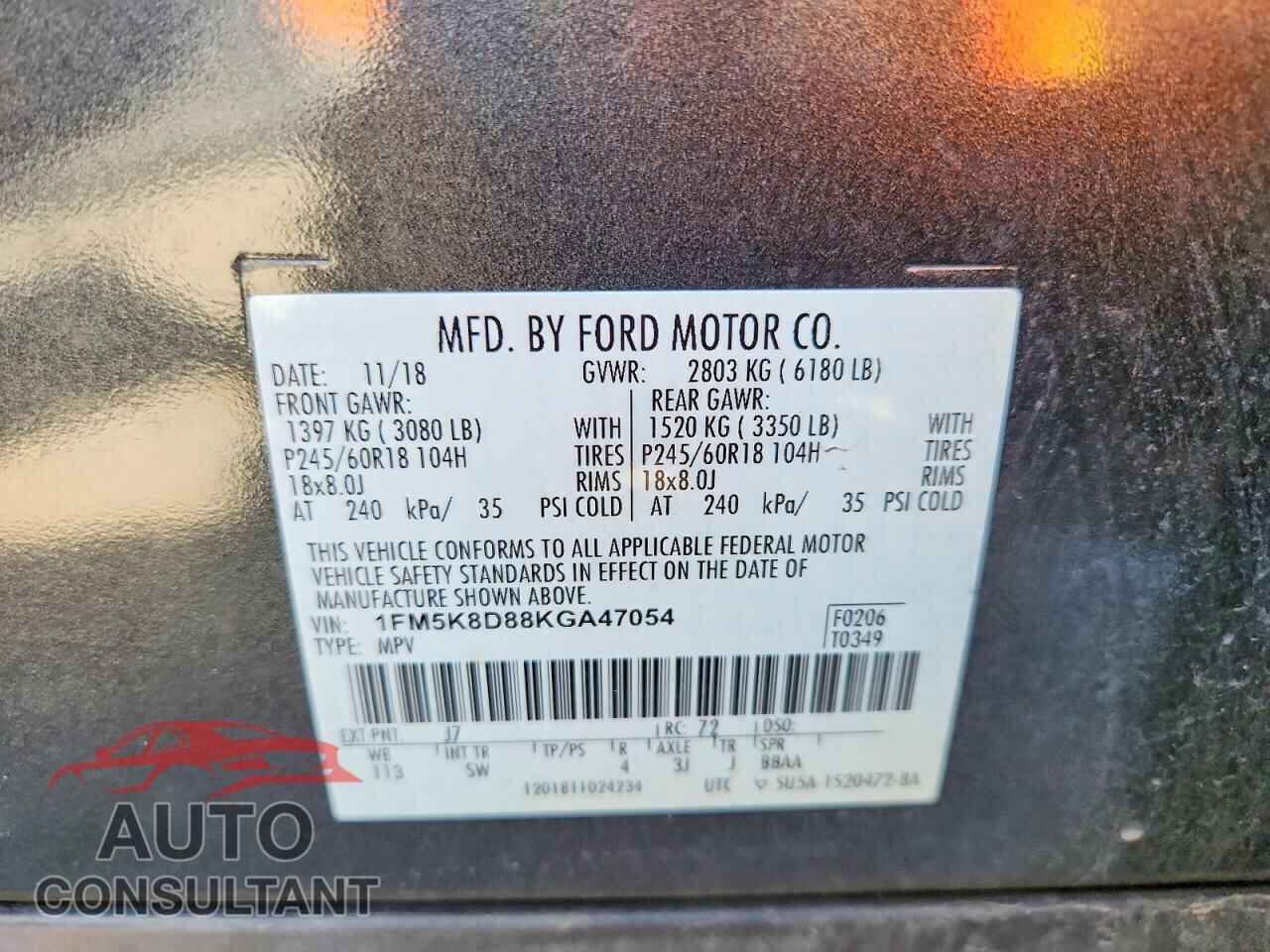FORD EXPLORER 2019 - 1FM5K8D88KGA47054