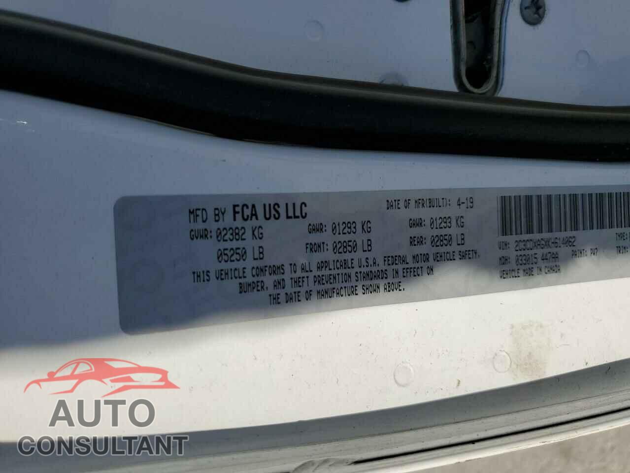 DODGE CHARGER 2019 - 2C3CDXAGXKH614062