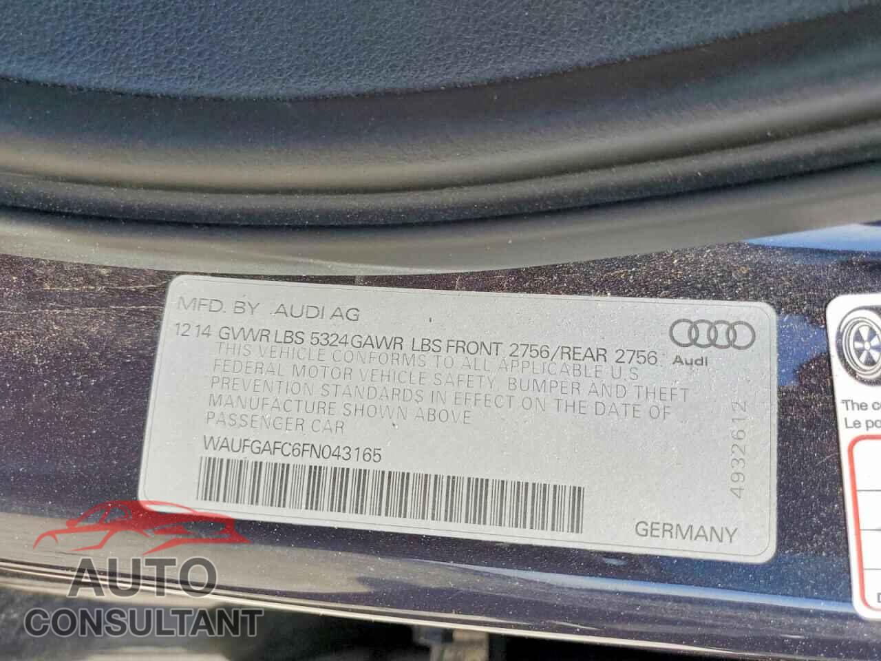 AUDI A6 2015 - WAUFGAFC6FN043165