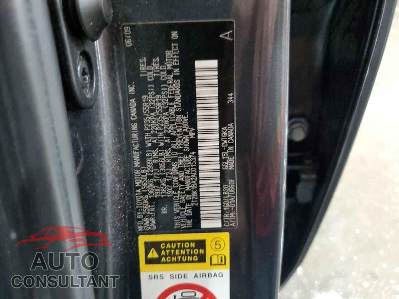 LEXUS RX350 2010 - 2T2BK1BA2AC015374