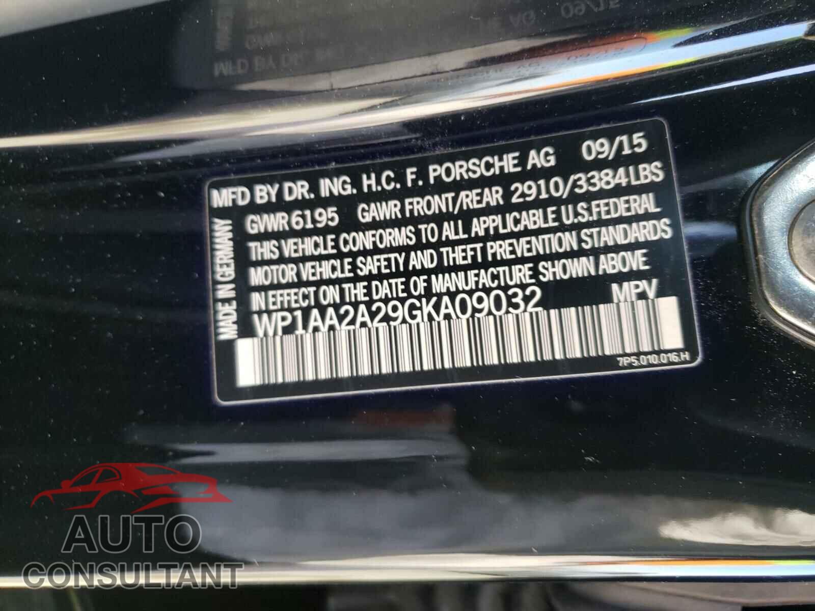 PORSCHE CAYENNE 2016 - WP1AA2A29GKA09032