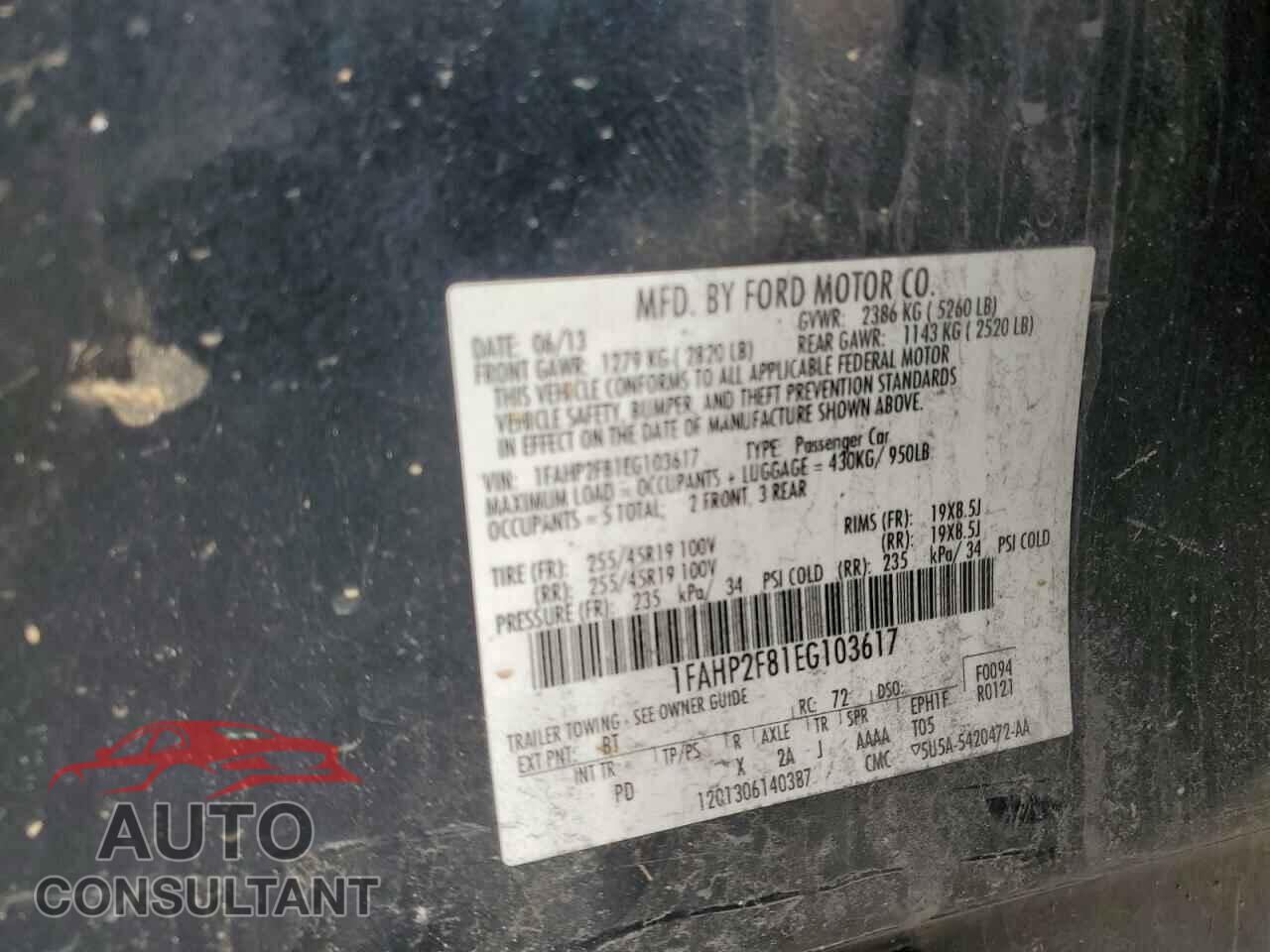 FORD TAURUS 2014 - 1FAHP2F81EG103617
