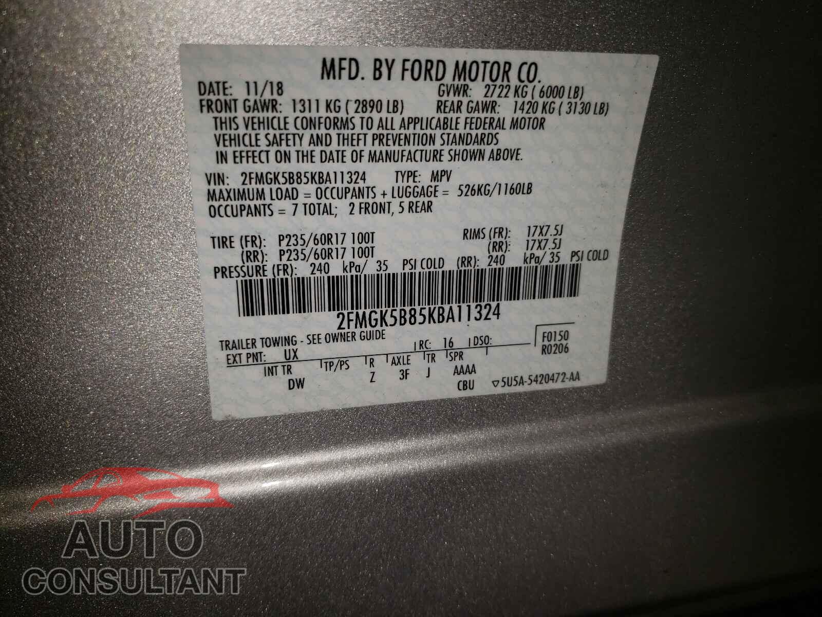 FORD FLEX 2019 - 2FMGK5B85KBA11324