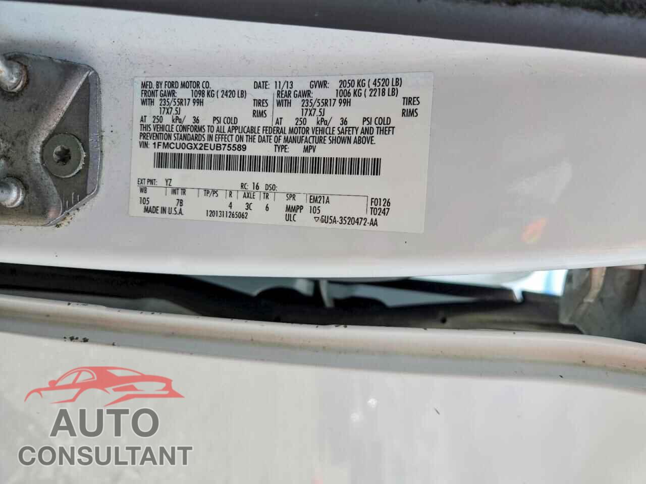 FORD ESCAPE 2014 - 1FMCU0GX2EUB75589