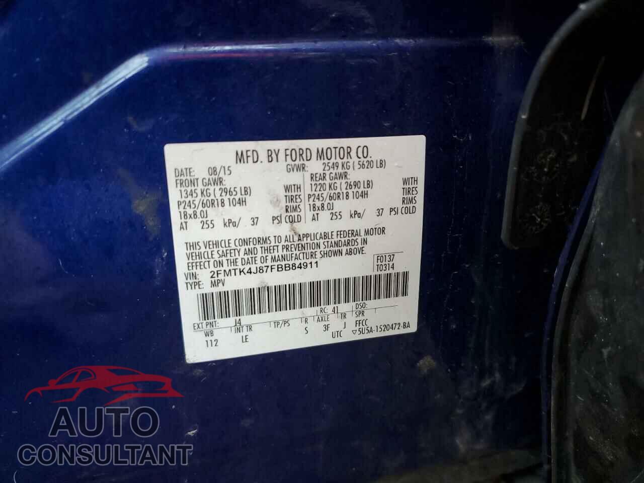 FORD EDGE 2015 - 2FMTK4J87FBB84911