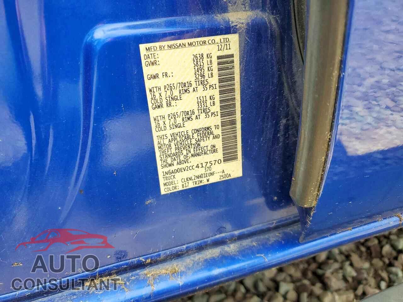 NISSAN FRONTIER 2012 - 1N6AD0EV2CC417570