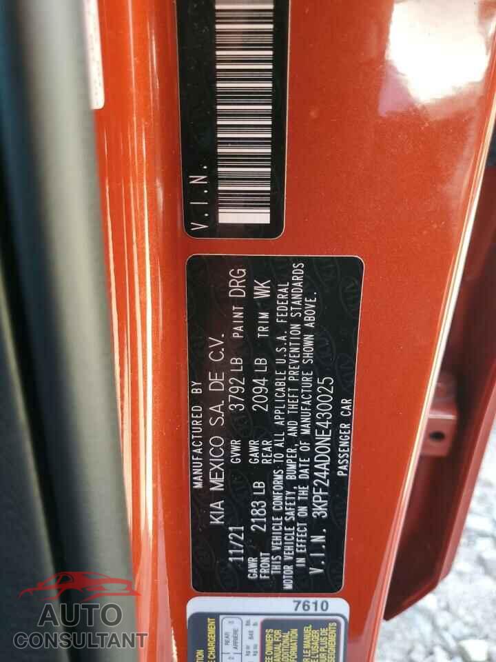 KIA FORTE 2022 - 3KPF24AD0NE430025