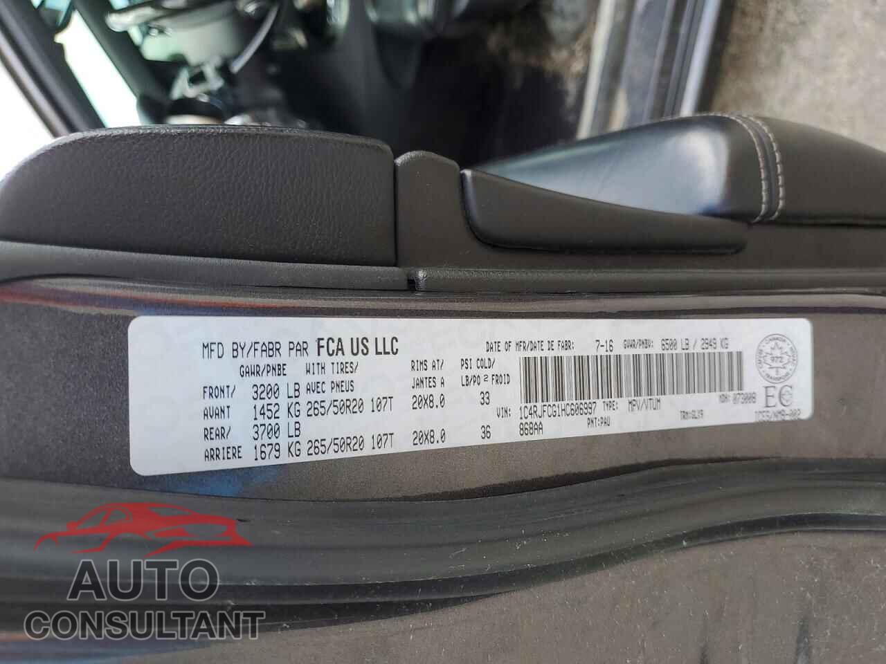 JEEP CHEROKEE 2017 - 1C4RJFCG1HC606997