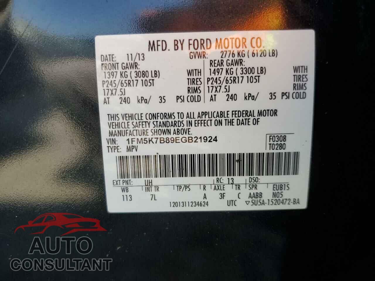 FORD EXPLORER 2014 - 1FM5K7B89EGB21924
