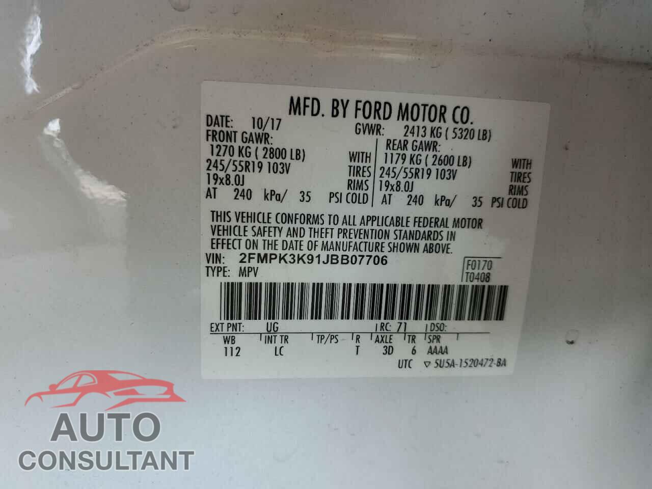 FORD EDGE 2018 - 2FMPK3K91JBB07706