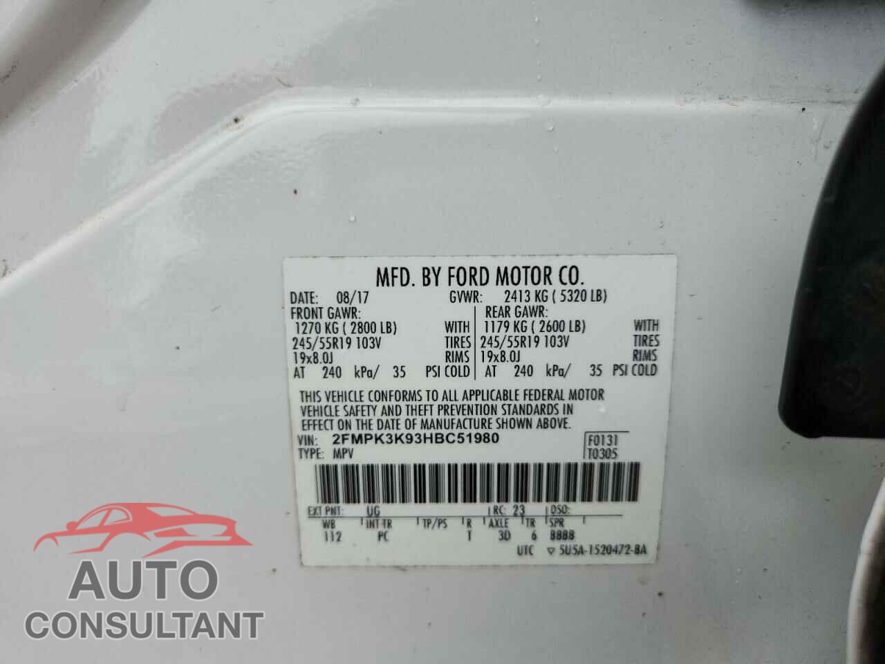 FORD EDGE 2017 - 2FMPK3K93HBC51980