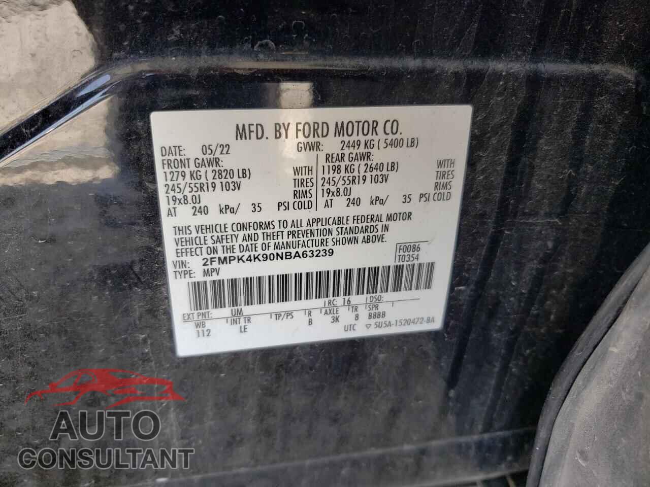 FORD EDGE 2022 - 2FMPK4K90NBA63239