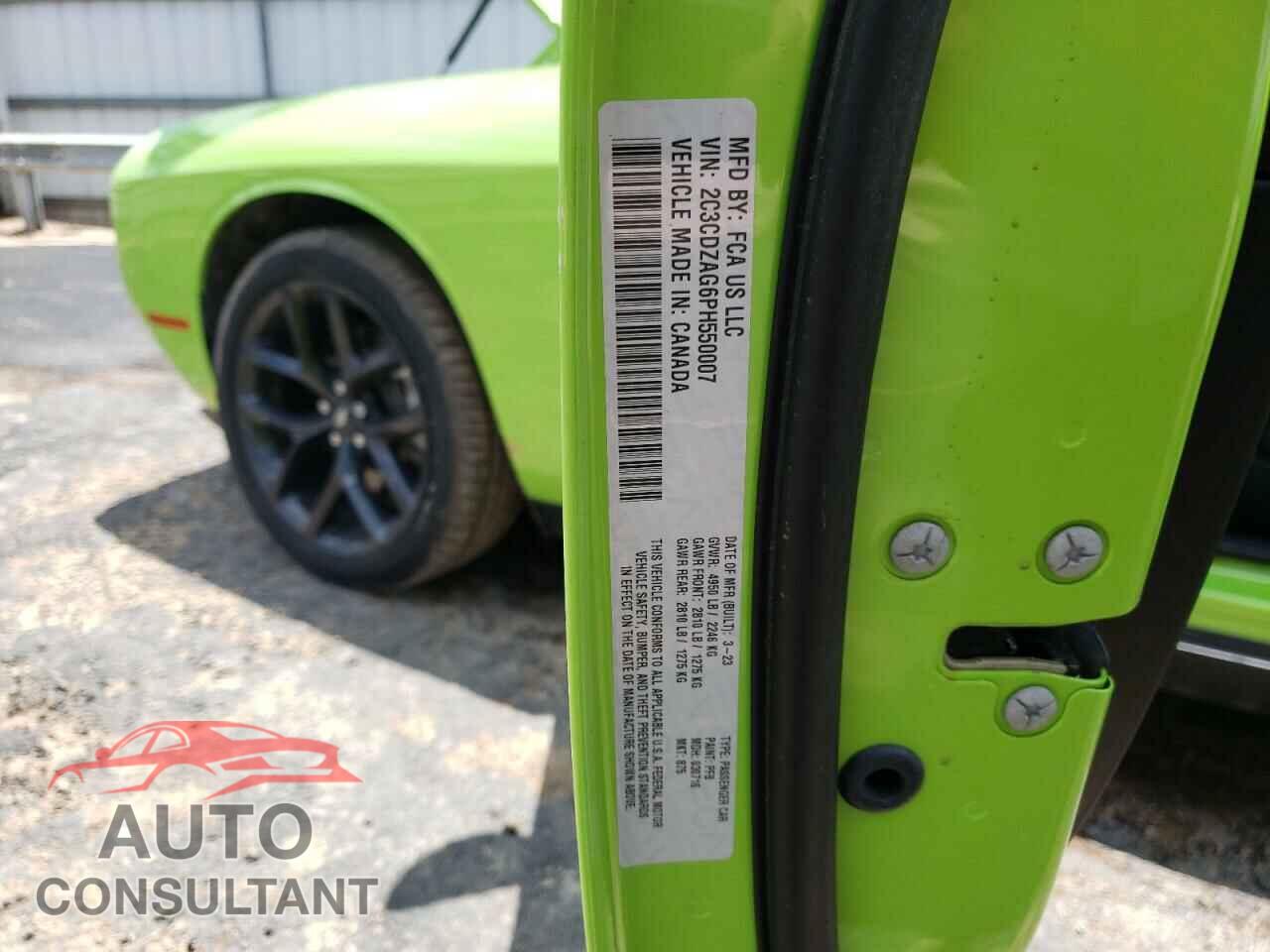 DODGE CHALLENGER 2023 - 2C3CDZAG6PH550007