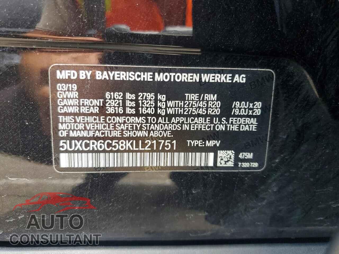 BMW X5 2019 - 5UXCR6C58KLL21751