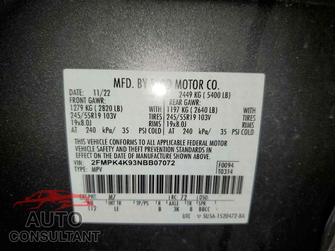 FORD EDGE 2022 - 2FMPK4K93NBB07072