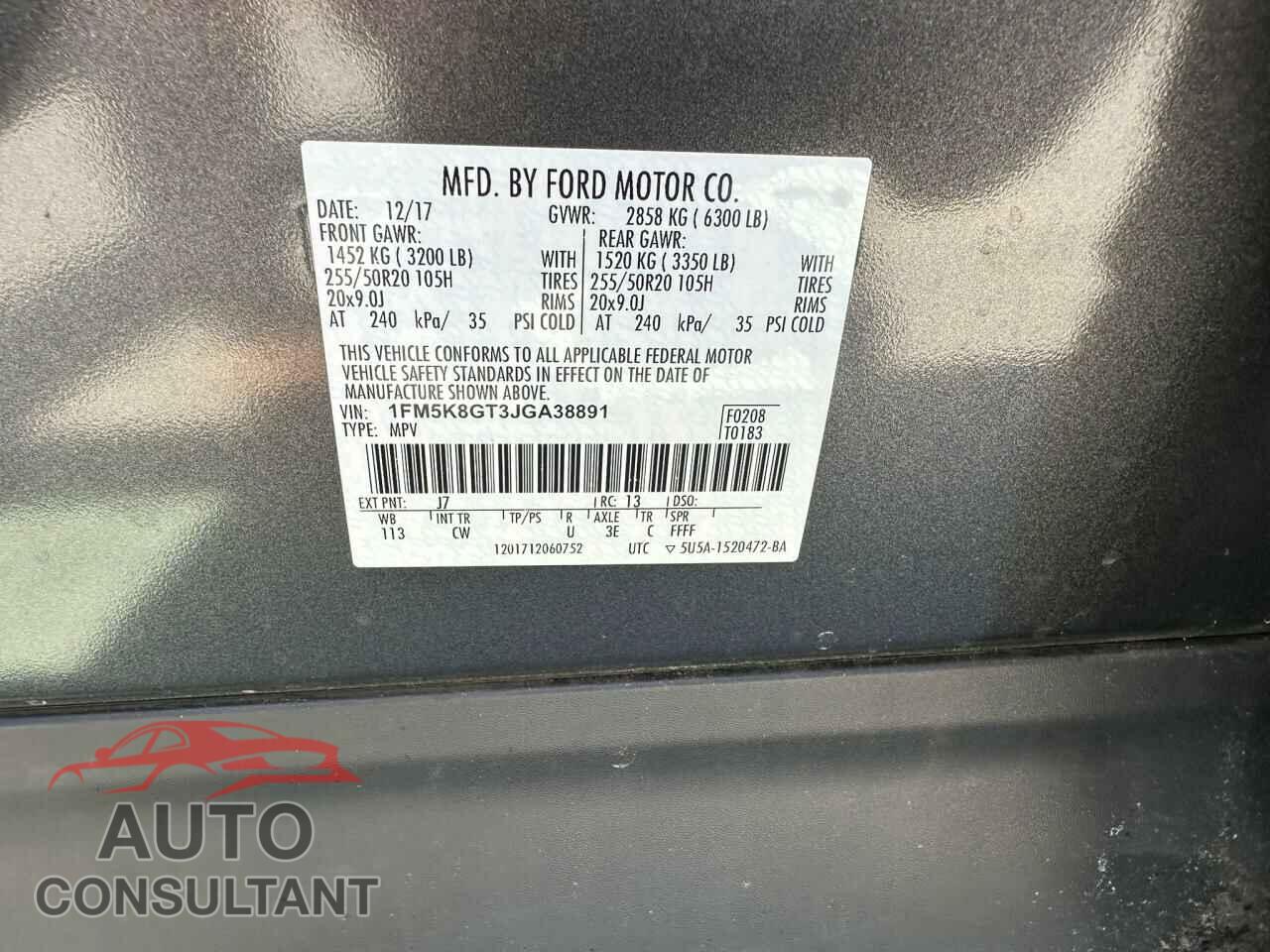 FORD EXPLORER 2018 - 1FM5K8GT3JGA38891