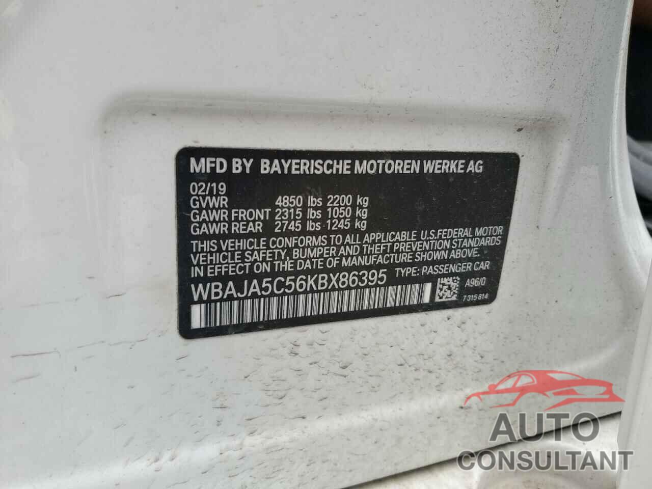 BMW 5 SERIES 2019 - WBAJA5C56KBX86395