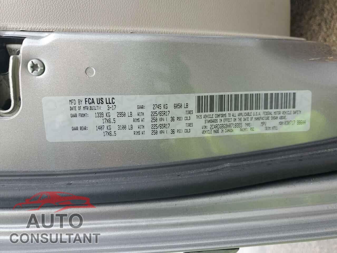 DODGE CARAVAN 2017 - 2C4RDGBG9HR718355