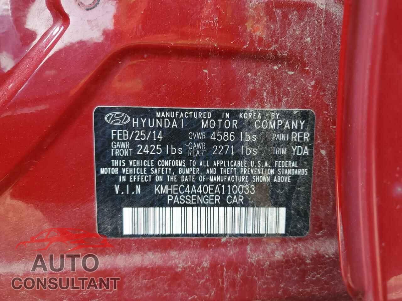 HYUNDAI SONATA 2014 - KMHEC4A40EA110033