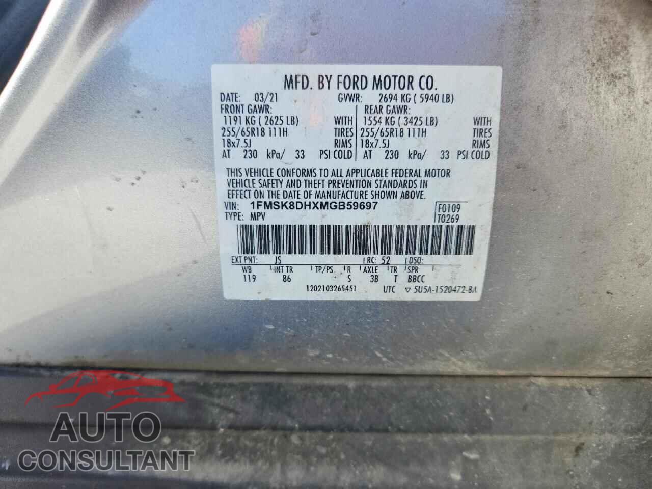 FORD EXPLORER 2021 - 1FMSK8DHXMGB59697