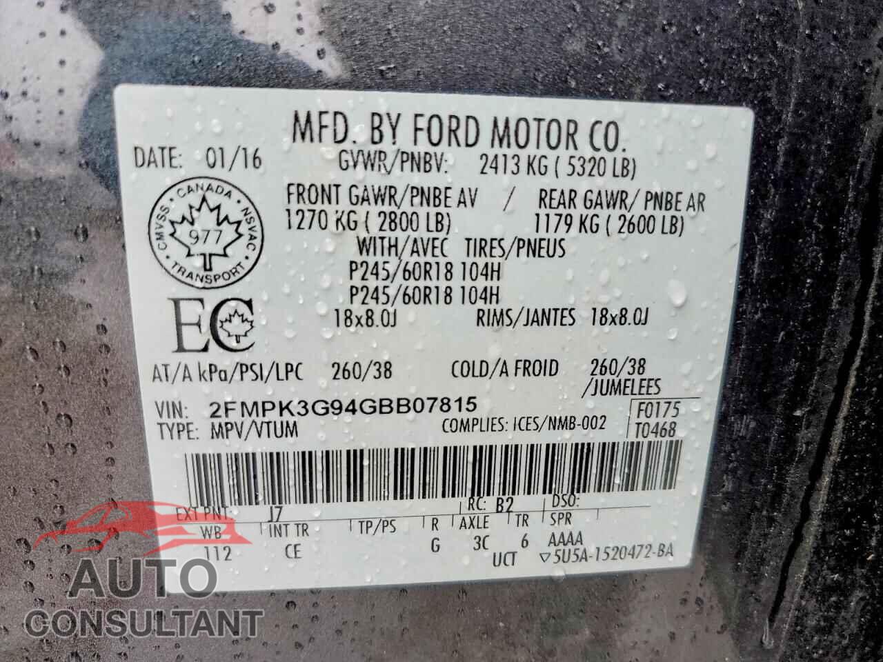 FORD EDGE 2016 - 2FMPK3G94GBB07815